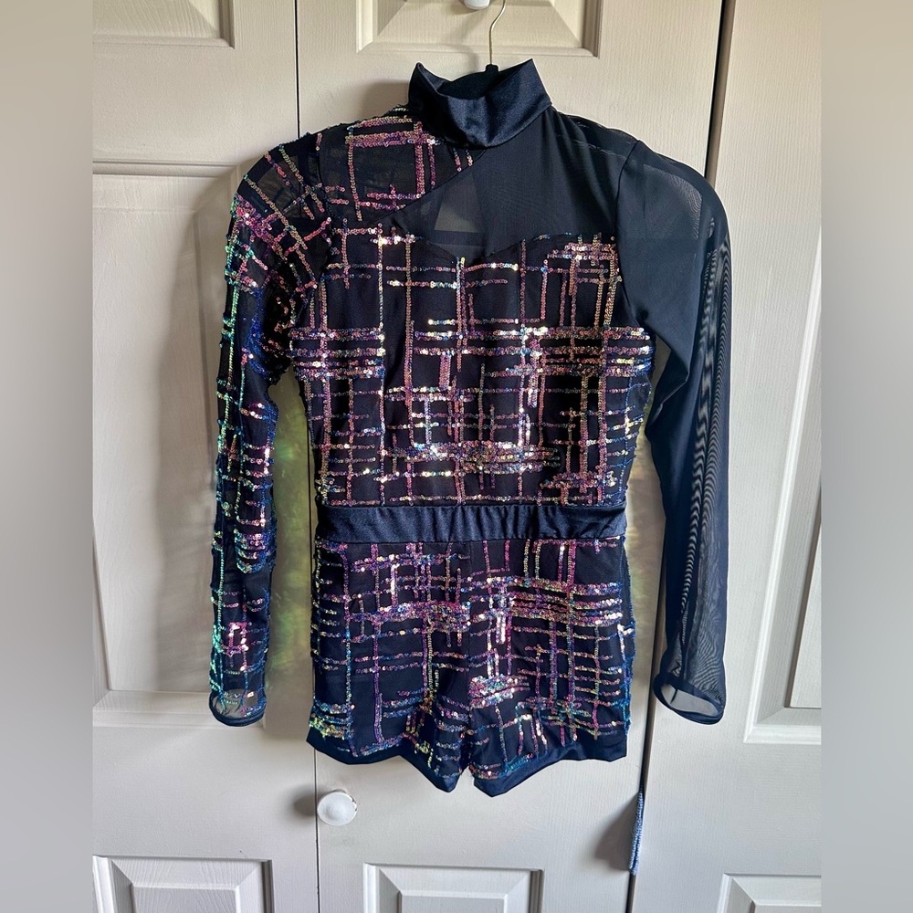 Sequin Mesh Biketard/Romper - child XL